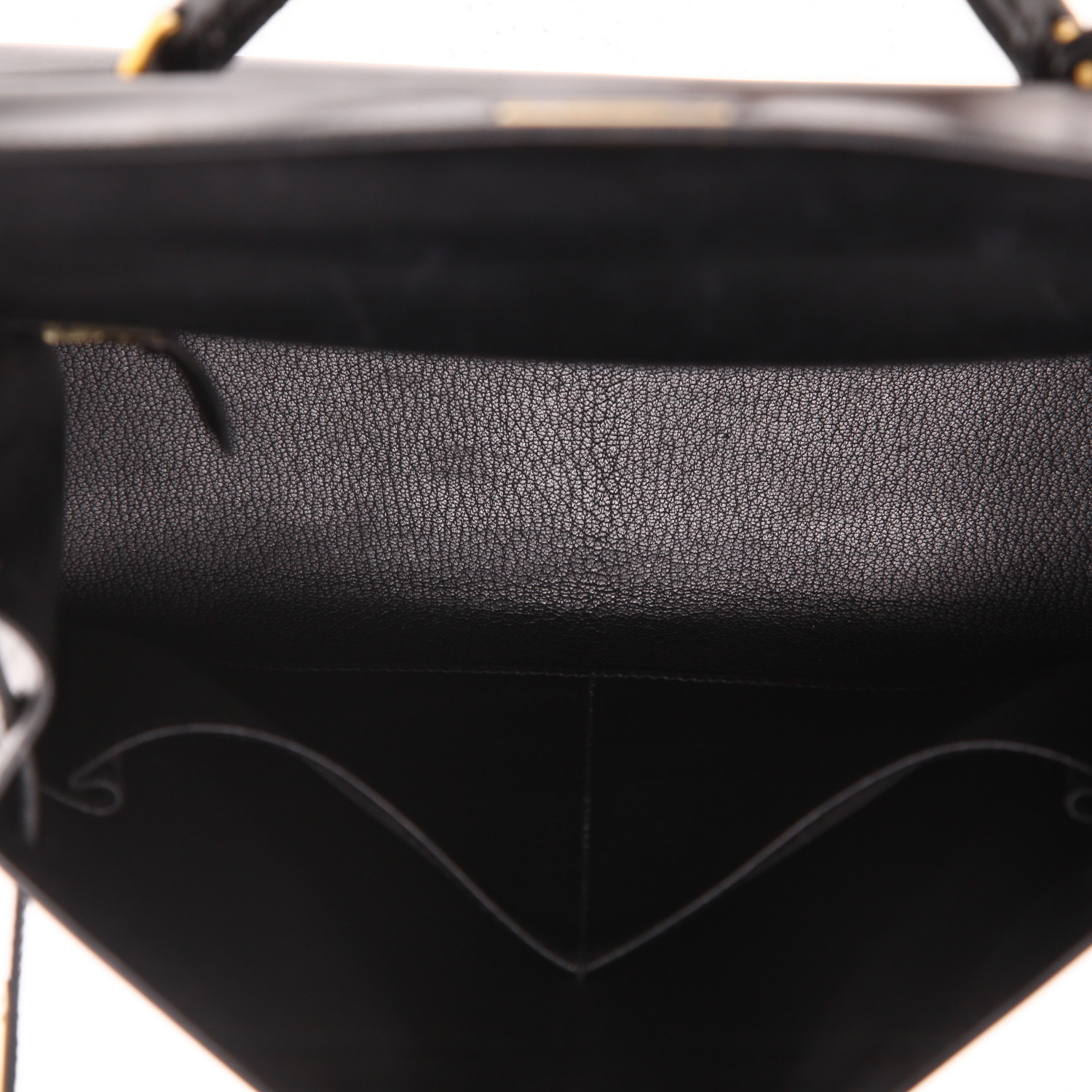 Bolso de mano Hermès  Kelly 28 cm en cuero box negro - Detail D3