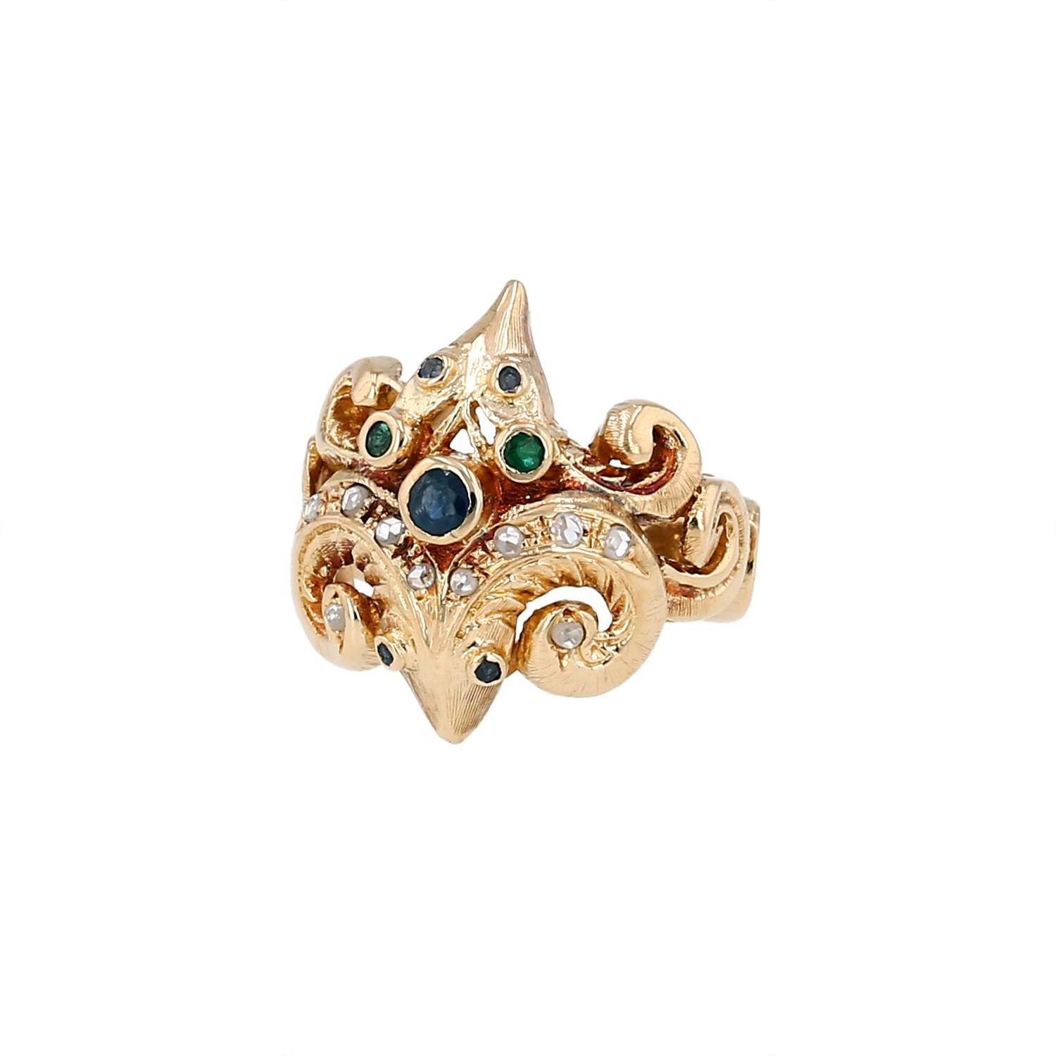 Bague Lalaounis or jaune saphirs émeraudes occasion Bague Lalaounis or jaune saphirs émeraudes occasion