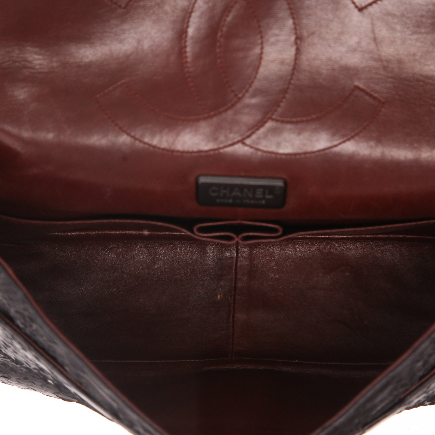 Bolso bandolera Chanel  2.55 en piel de pitón negra - Detail D3