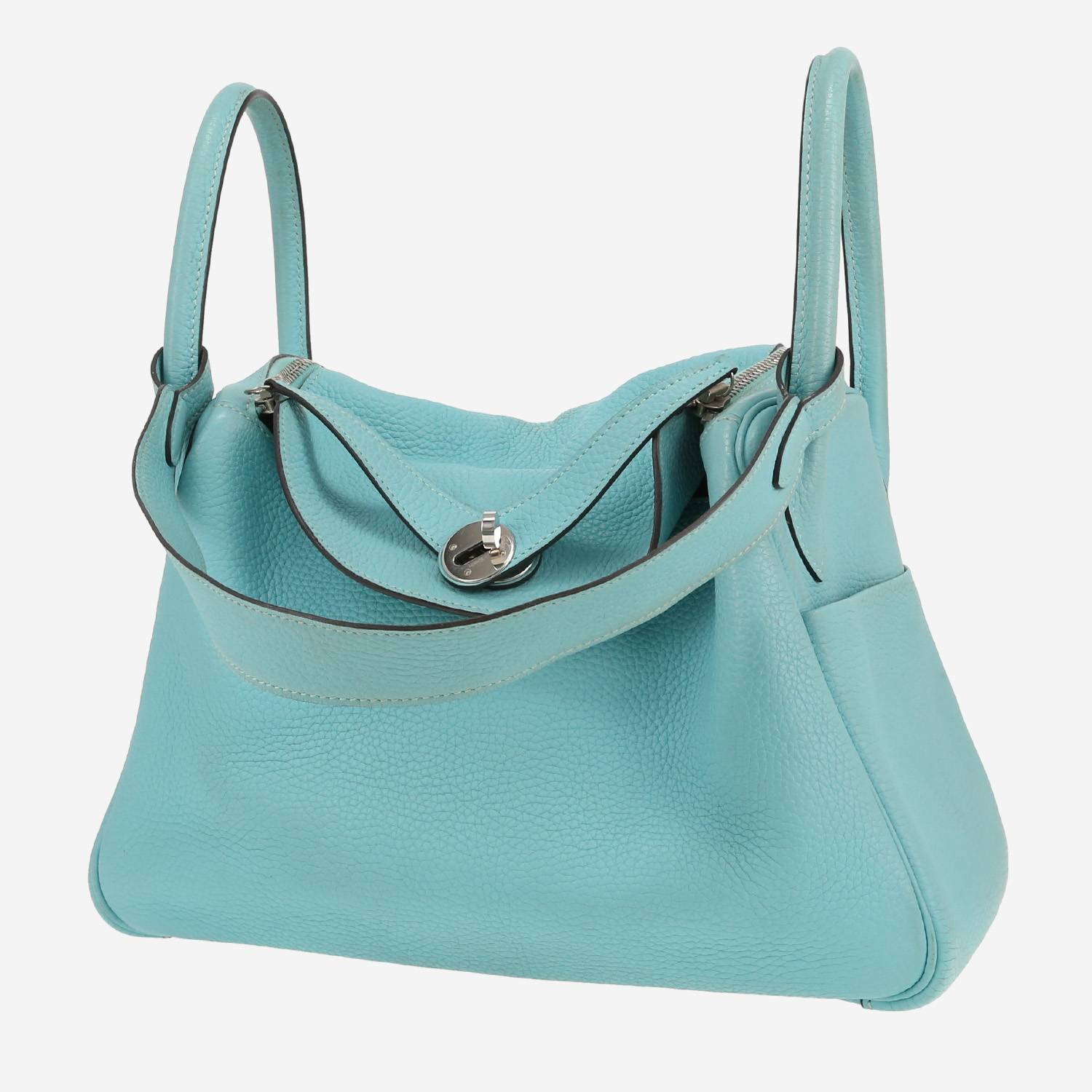 Sac à main Hermès  Lindy 30 cm en cuir togo bleu