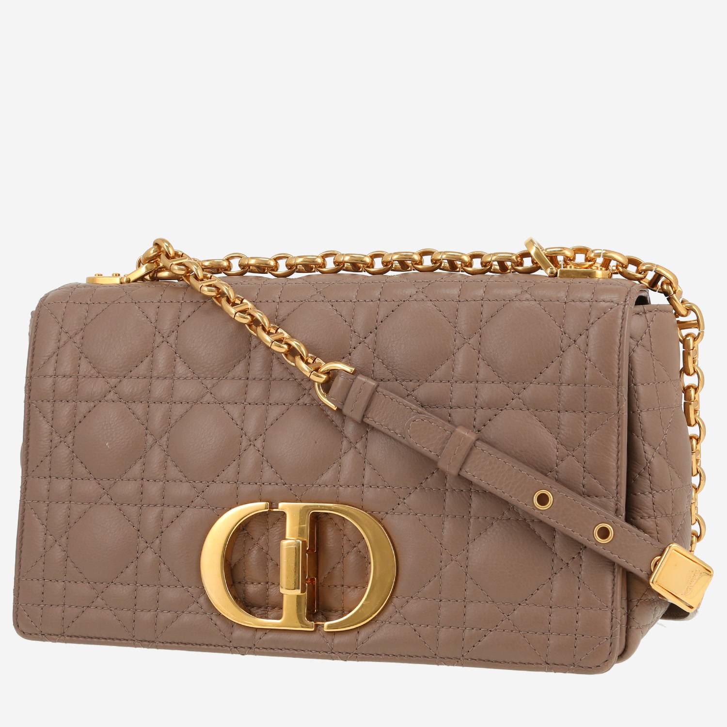 Sac bandoulière Dior  Caro en cuir cannage beige