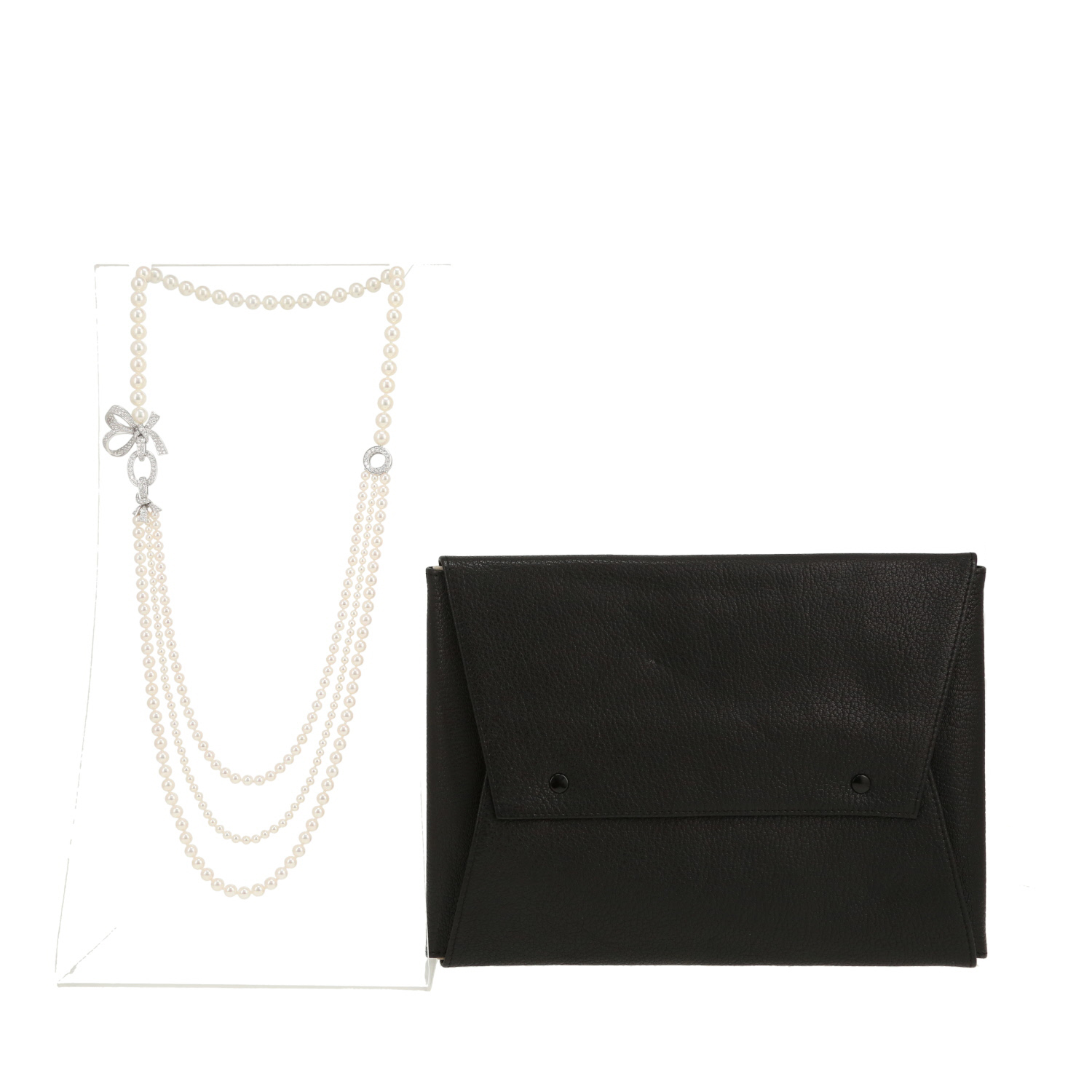 Collana lunga Chanel Mini Gabrielle in oro bianco, perle coltivate e diamanti - Detail D2