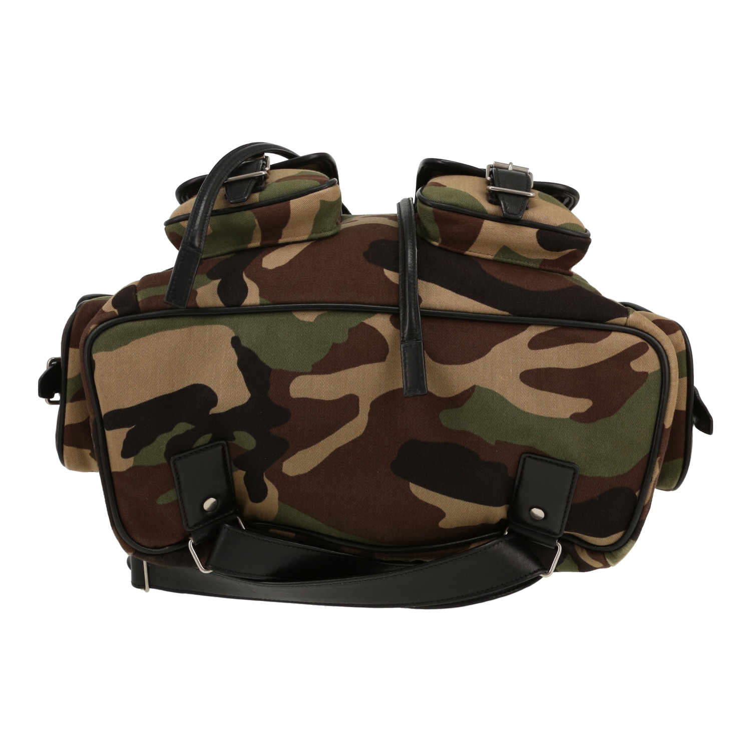 Sac à dos Saint Laurent   en toile camouflage vert-kaki et cuir noir - Detail D1