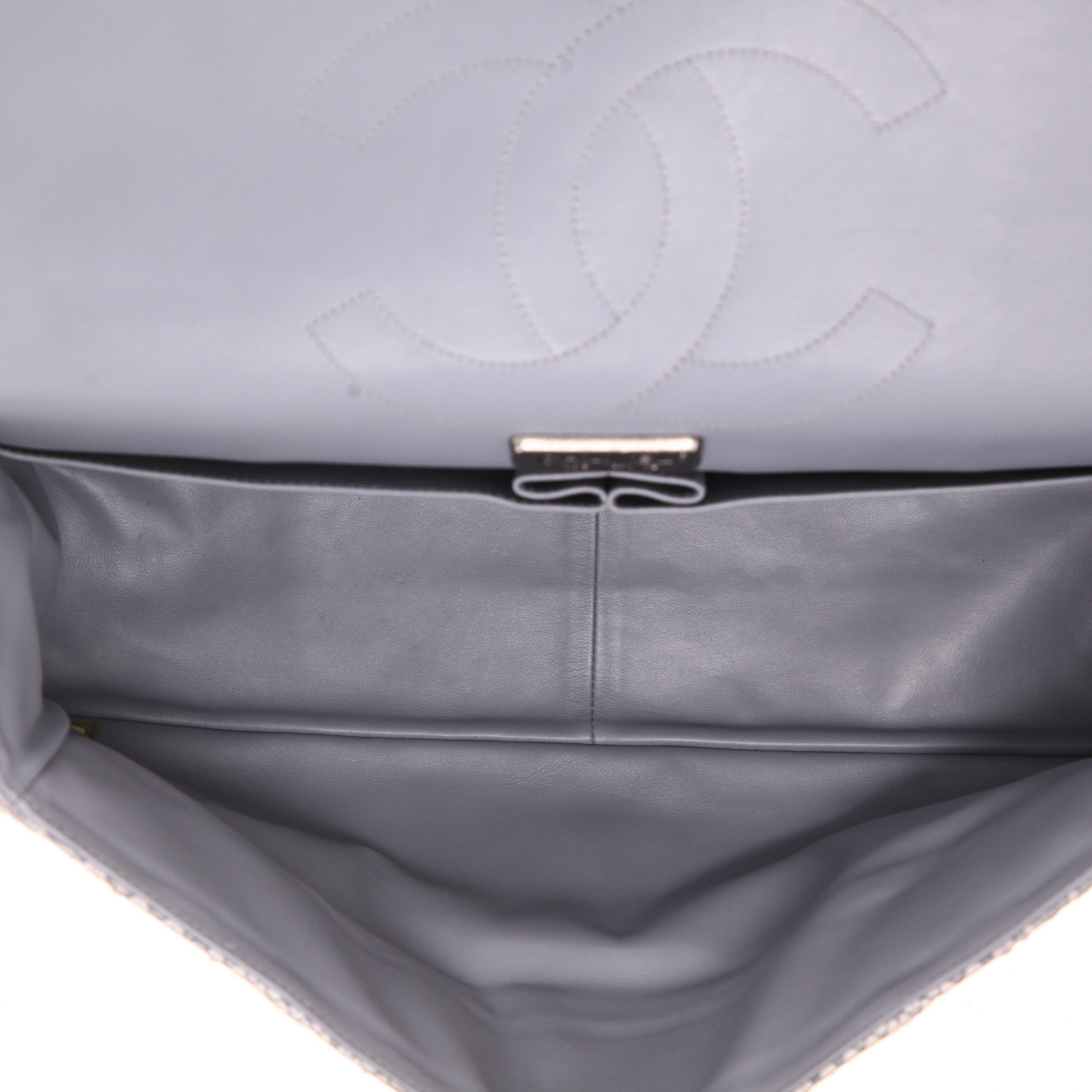 Chanel  2.55 large model  shoulder bag  in grey python - Detail D3