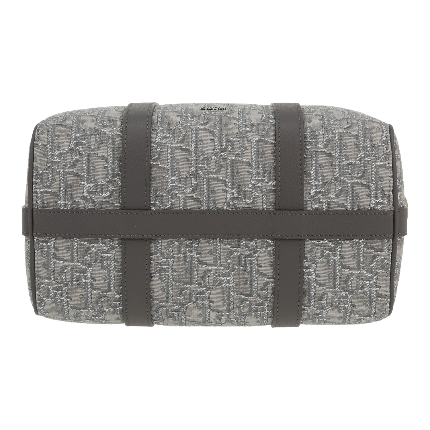 Sac bandoulière Dior  Lingot 26 en toile monogram Oblique grise et cuir gris - Detail D1