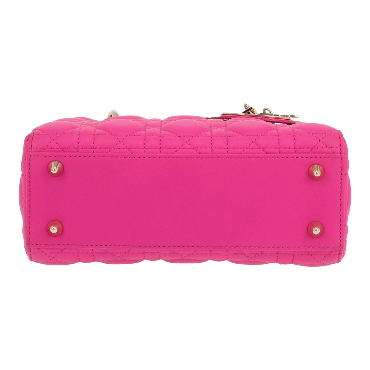 Dior  Lady Dior handbag  in pink leather cannage - Detail D1