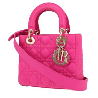 Dior  Lady Dior handbag  in pink leather cannage