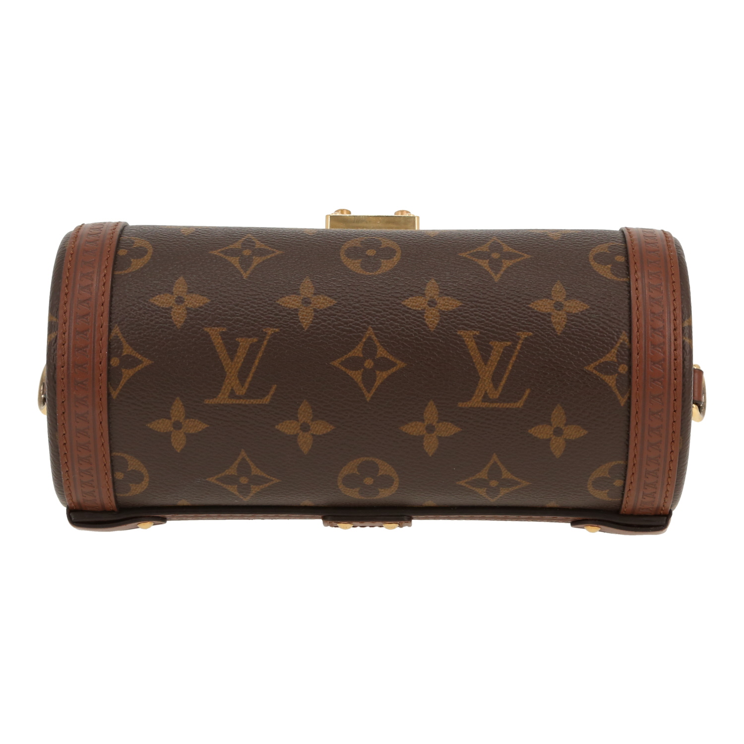 Sac bandoulière Louis Vuitton  Papillon Trunk en toile monogram marron et cuir marron - Detail D1