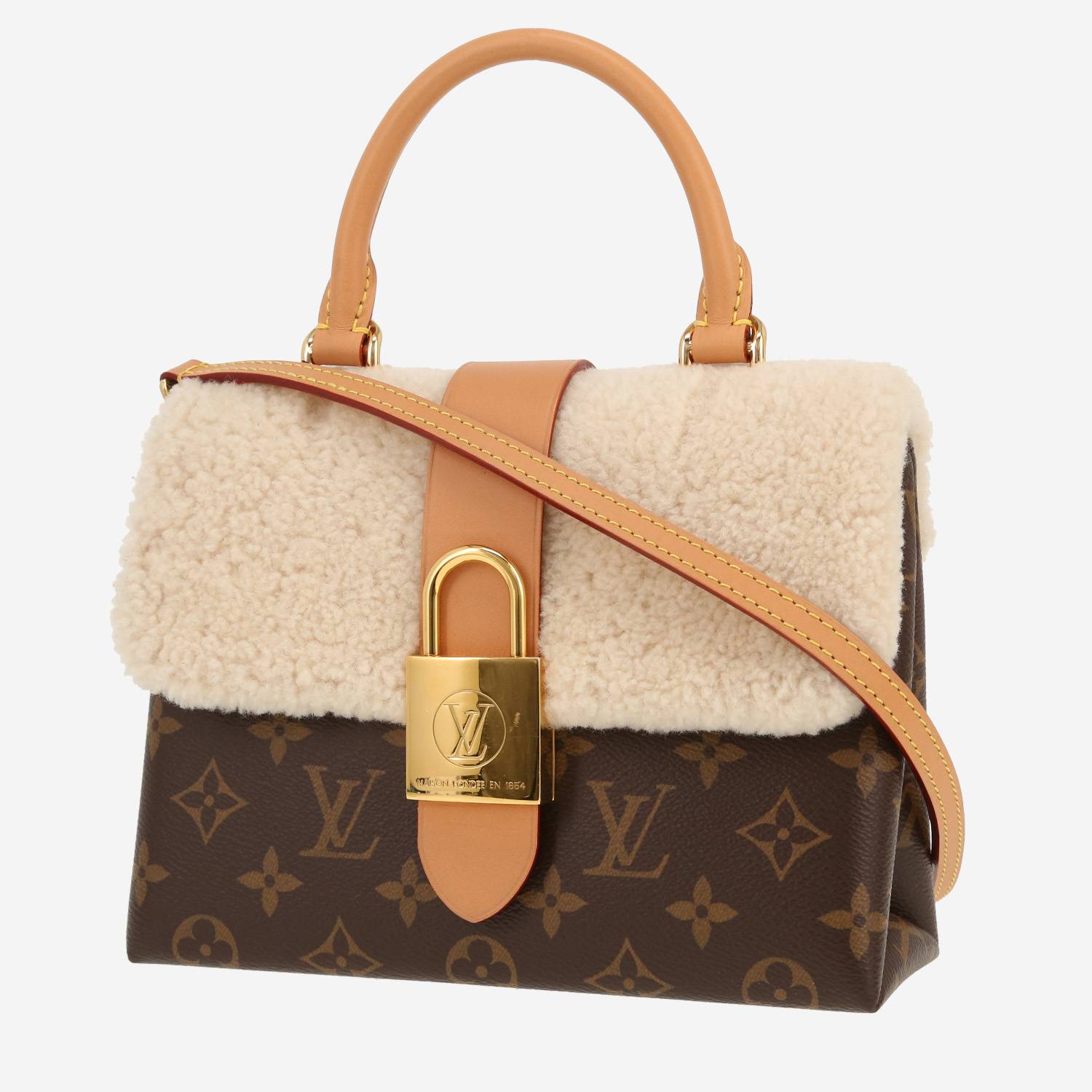 Sac bandoulière Louis Vuitton  Locky BB en toile monogram marron et peau lainée beige