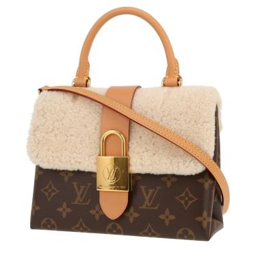 Sac bandoulière Louis Vuitton  Locky BB en toile monogram marron et peau lainée beige
