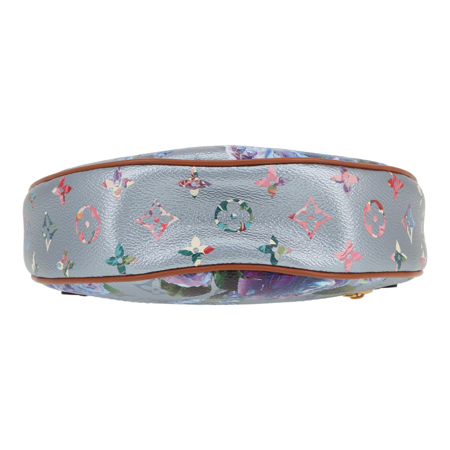 Bolso bandolera Louis Vuitton  Sac Loop en lona Monogram revestida plateada y azul y cuero marrón - Detail D1