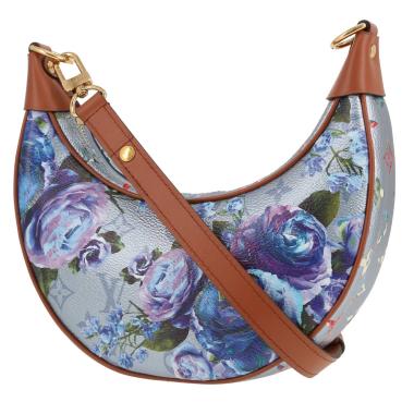 Sac bandoulière Louis Vuitton  Sac Loop en toile monogram enduite argentée et bleue et cuir marron