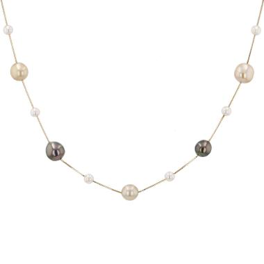 Tasaki  long necklace in yellow gold and cultured pearls