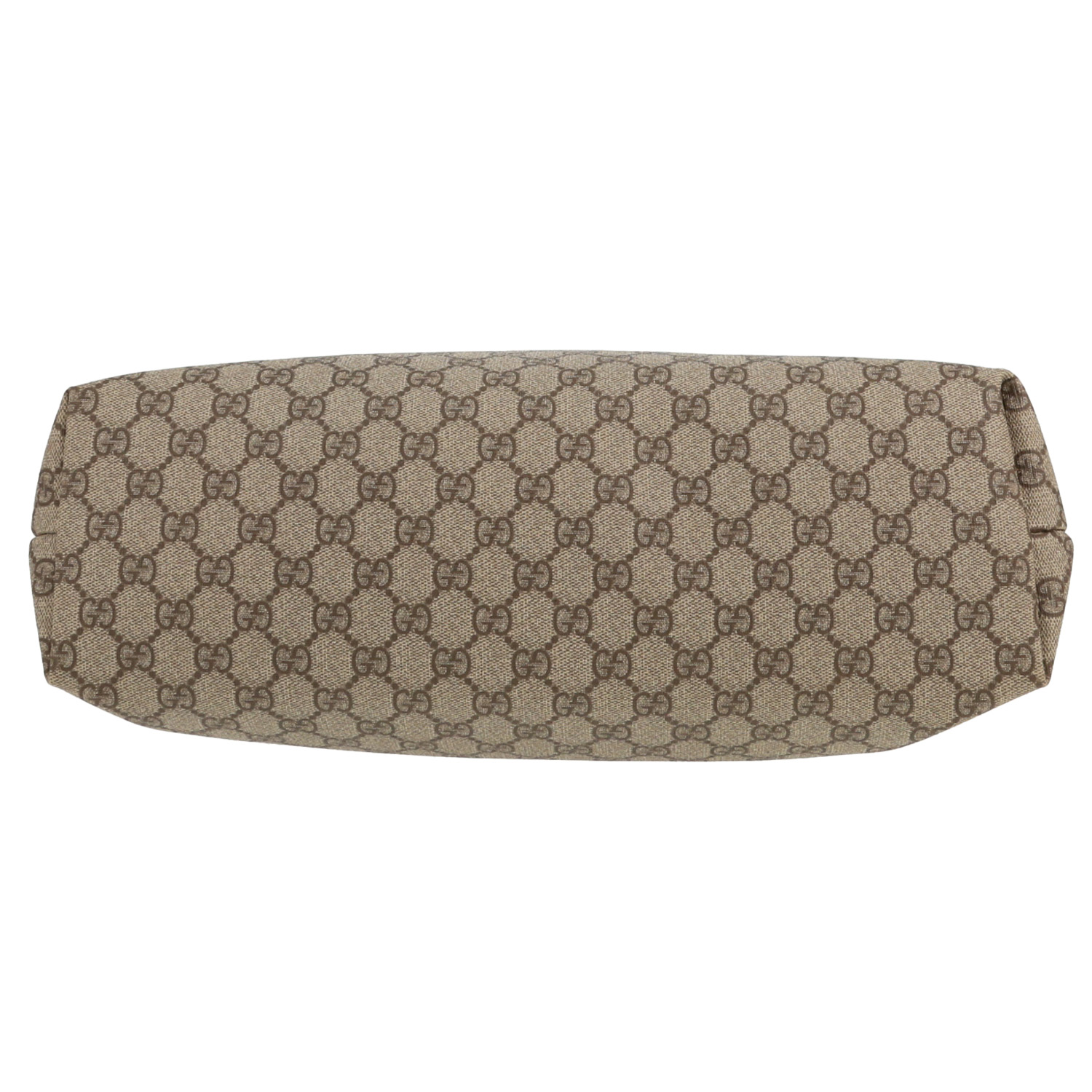 Shopping bag Gucci   in tela "sûpreme GG" beige e pelle marrone - Detail D1