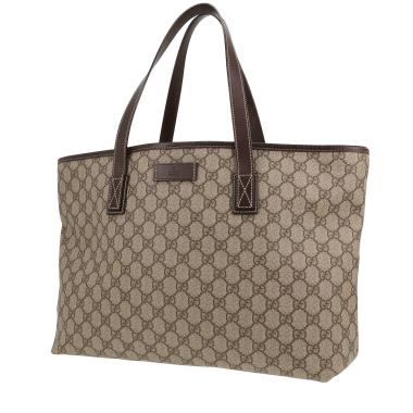Shopping bag Gucci   in tela "sûpreme GG" beige e pelle marrone