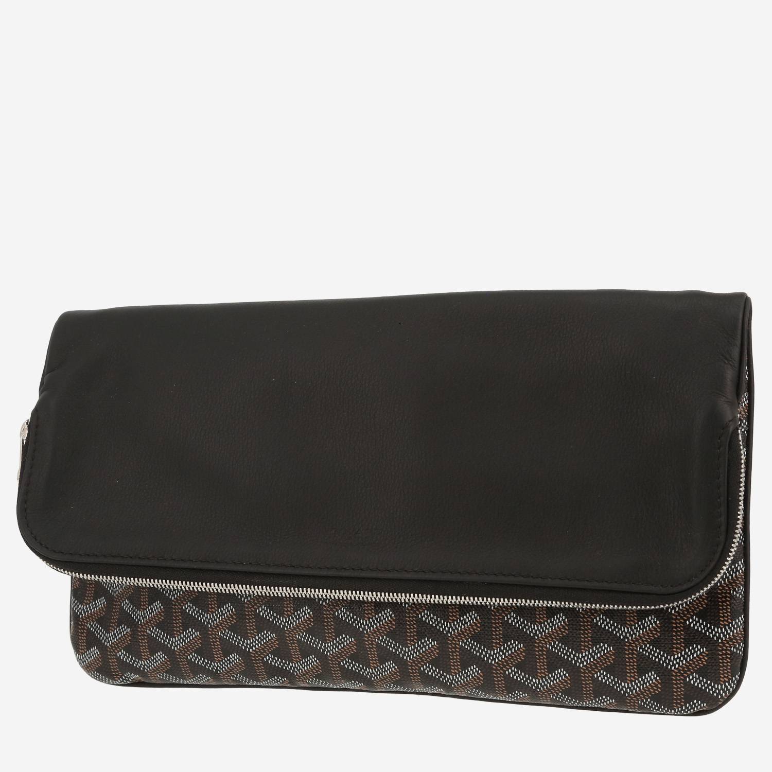 Goyard  Sainte Marie pouch  in black Goyard canvas  and black leather