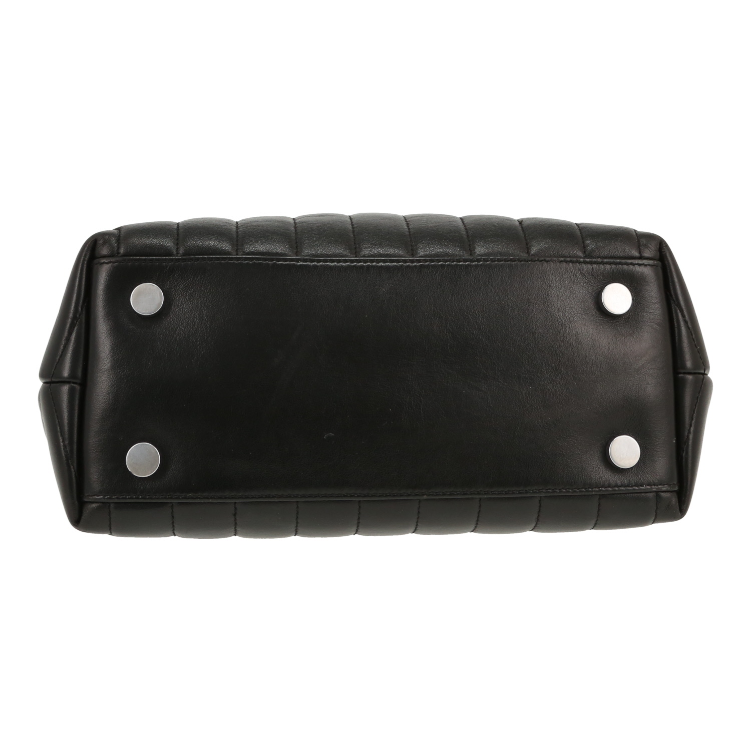 Bolso de mano Saint Laurent  Loulou en cuero acolchado con motivos de espigas negro - Detail D1