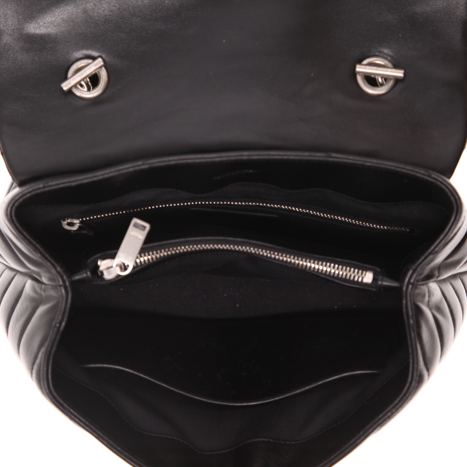 Saint Laurent  Loulou handbag  in black chevron quilted leather - Detail D3