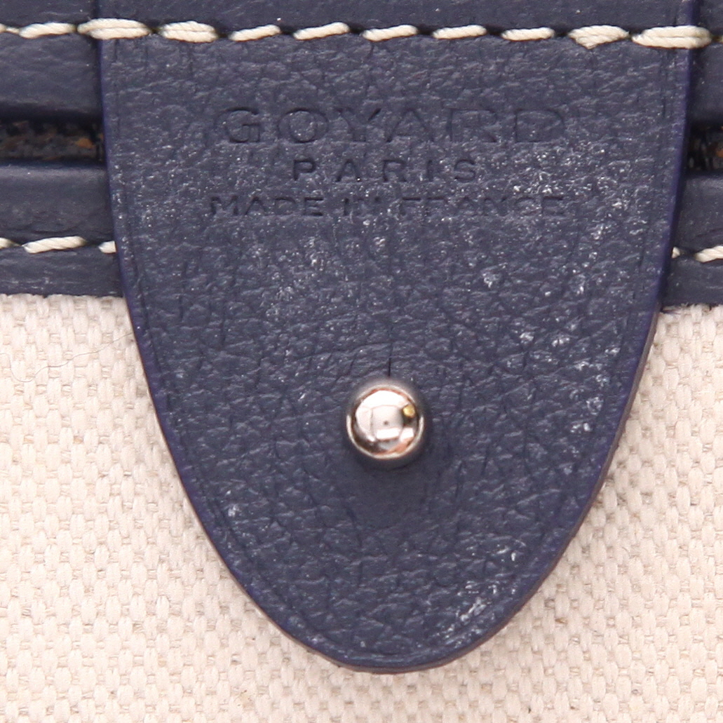 Sac cabas Goyard  Artois en toile Goyardine bleu-marine et cuir bleu-marine - Detail D2
