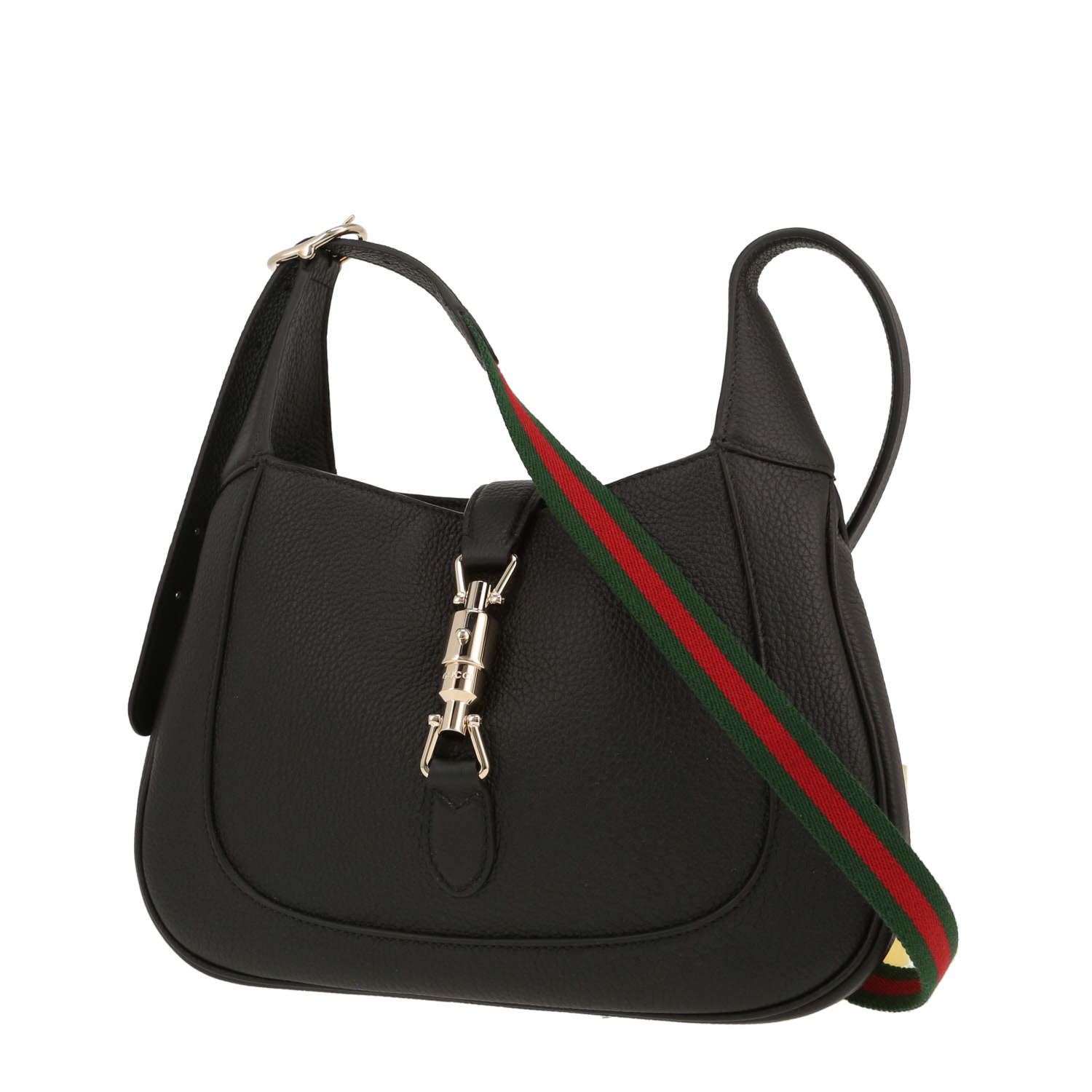 Sac bandoulière Gucci  Jackie 1961 en cuir grainé noir - Detail D4