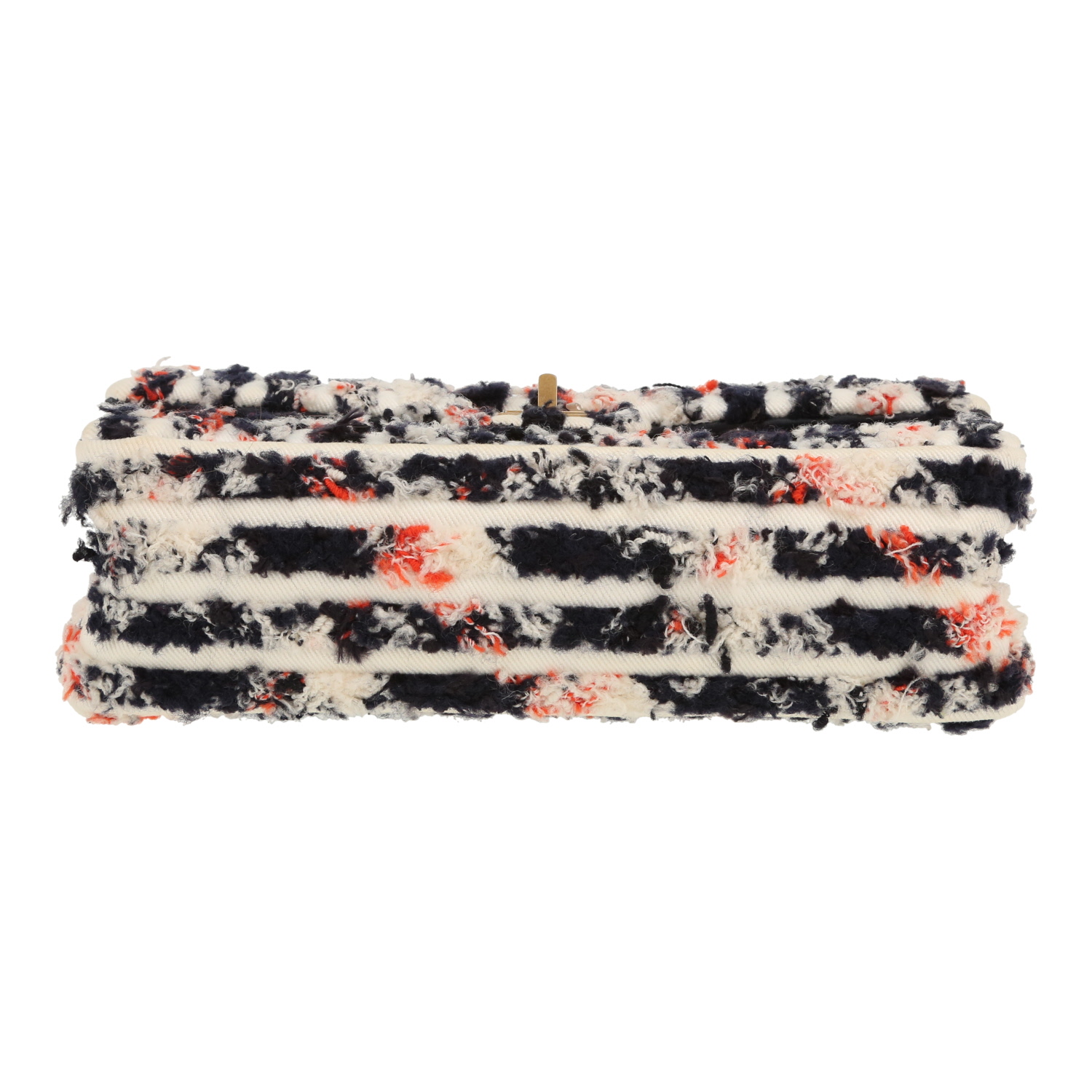 Sac bandoulière Chanel  2.55 moyen modèle  en tweed blanc noir et multicolore - Detail D1