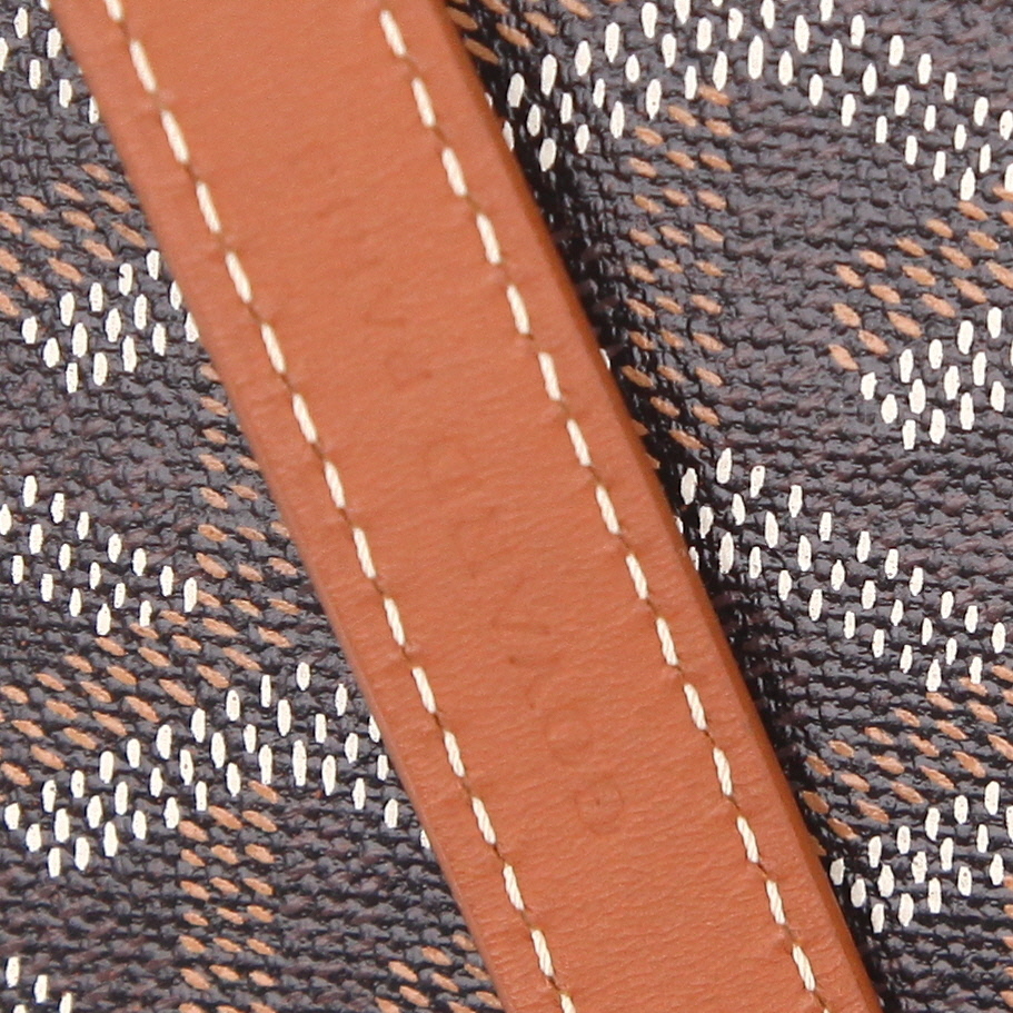 Borsa a tracolla Goyard  Saigon in tela Goyardine nera e pelle marrone - Detail D2