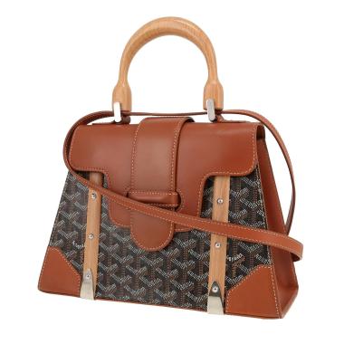 Goyard  Saigon shoulder bag  in black Goyard canvas  and brown leather