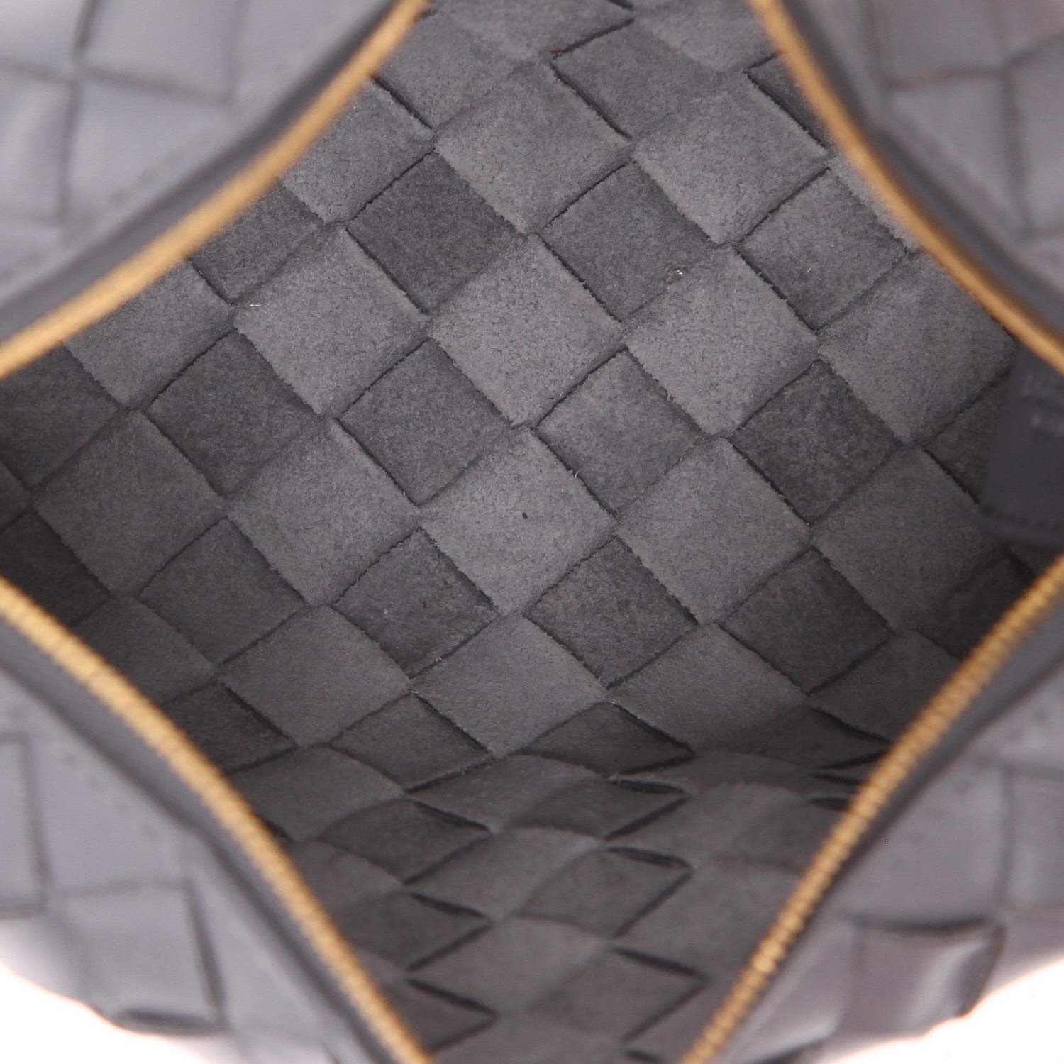 Borsa a tracolla Bottega Veneta  Camera Loop in pelle intrecciata grigia - Detail D3