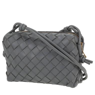 Sac bandoulière Bottega Veneta  Camera Loop en cuir intrecciato gris