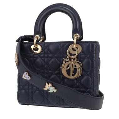 Sac à main Dior  My ABCDIOR en cuir cannage bleu-marine