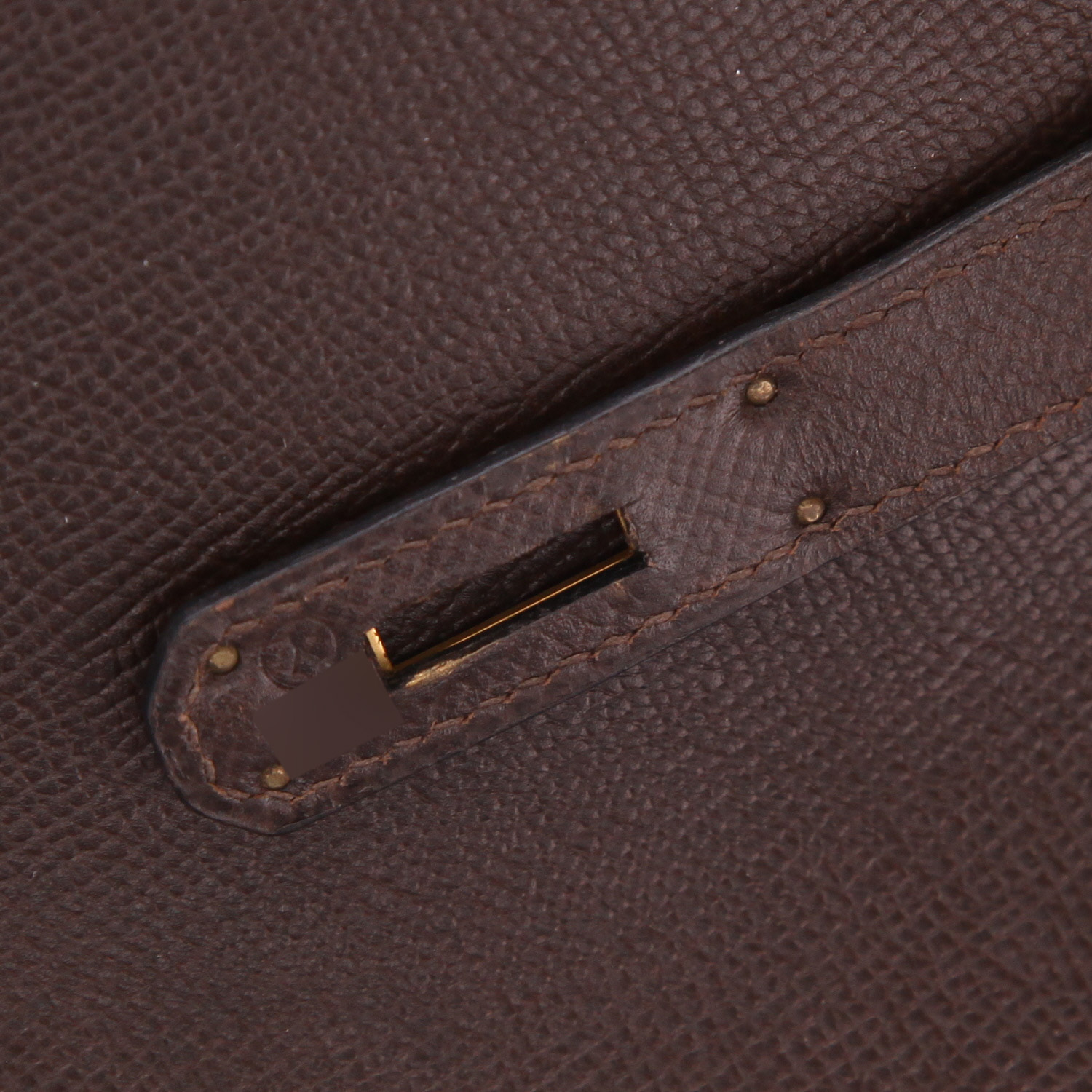 Hermès  Birkin 35 cm handbag  in brown Courchevel leather - Detail D4