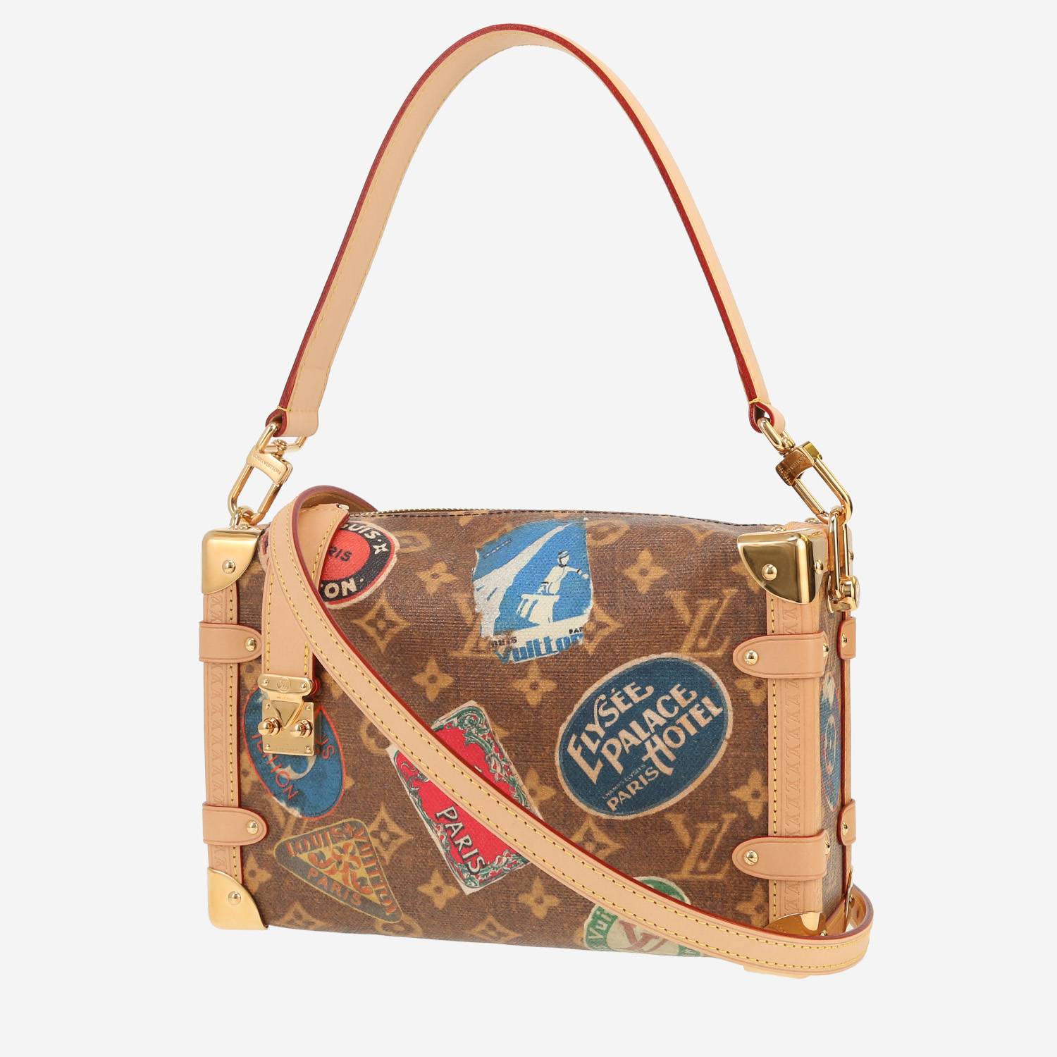 Louis Vuitton  Side Trunk handbag  in brown monogram canvas  and natural leather