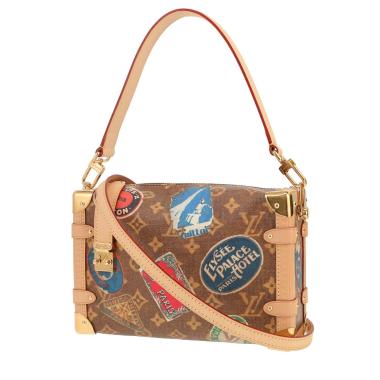 Louis Vuitton  Side Trunk handbag  in brown monogram canvas  and natural leather