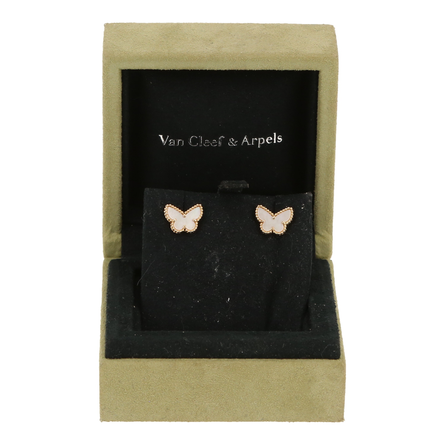 Pendientes Van Cleef & Arpels Sweet Butterflies de oro amarillo y nácar - Detail D2