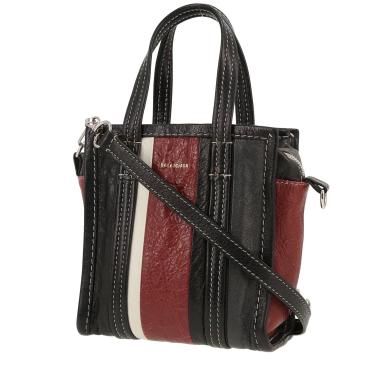 Bolso Cabás Balenciaga  Bazar shopper en cuero negro color burdeos y blanco