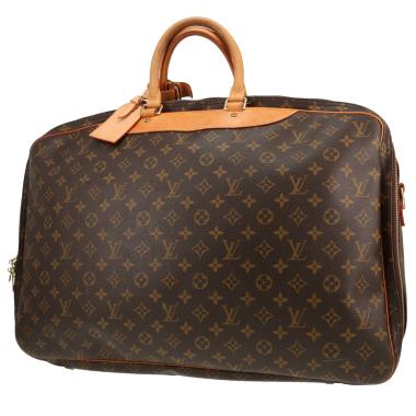 Borsa da viaggio Louis Vuitton  Sirius 55 in tela monogram cerata marrone e pelle naturale