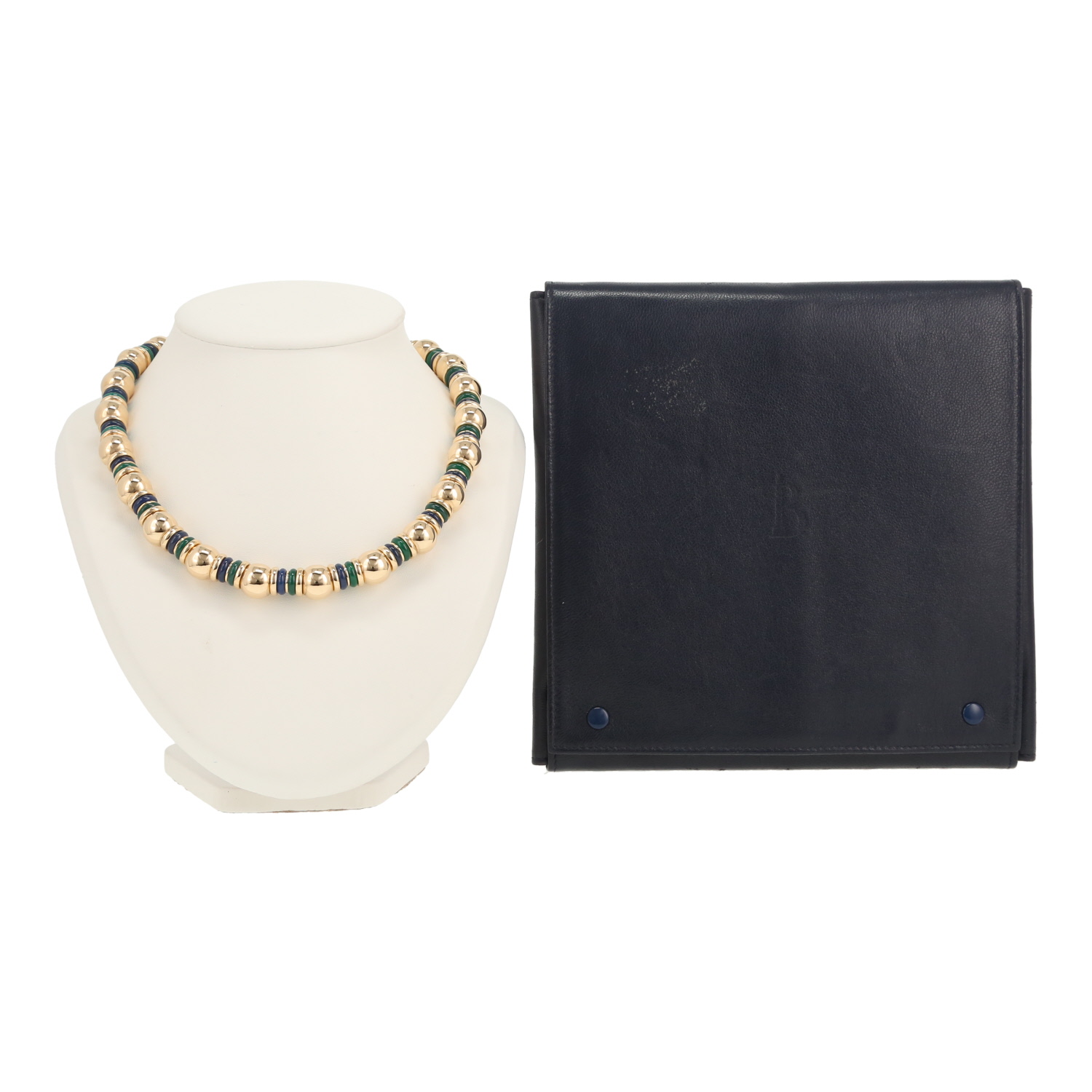 Boucheron 1980's necklace in yellow gold, blue agate and chrysoprase - Detail D2