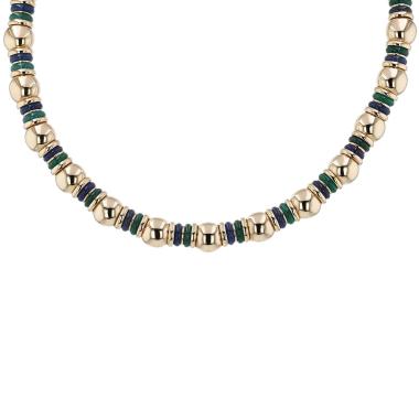 Collana  Boucheron  in oro giallo, agata blu e crisoprasio