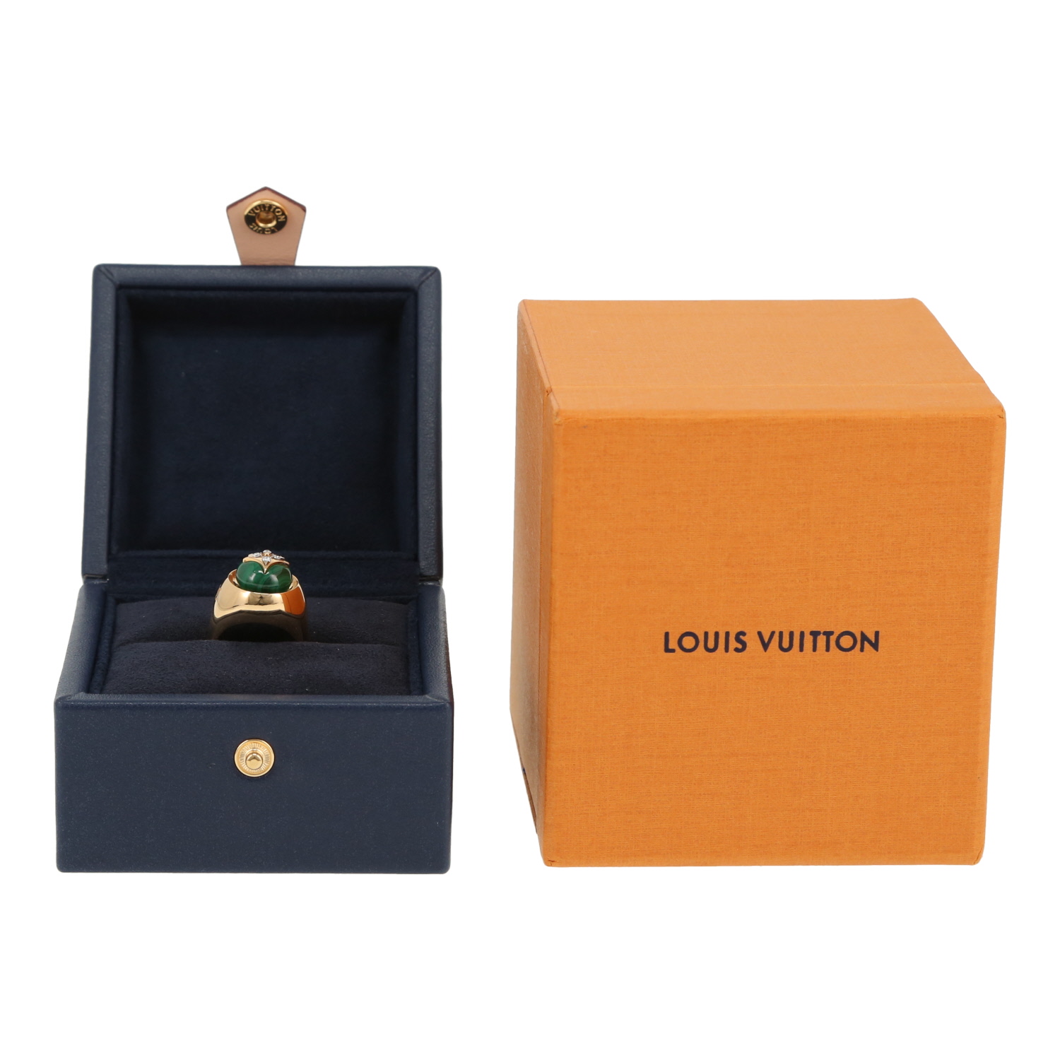 Louis Vuitton Color Blossom signet ring in yellow gold, malachite and diamonds - Detail D2