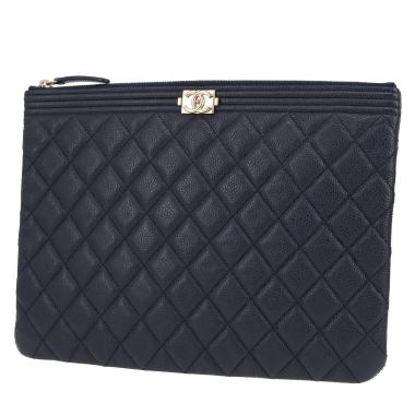Pochette Chanel  Pochette in pelle martellata e trapuntata blu