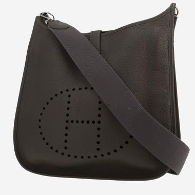 Sac bandoulière Hermès  Evelyne en cuir taurillon clémence gris Graphite