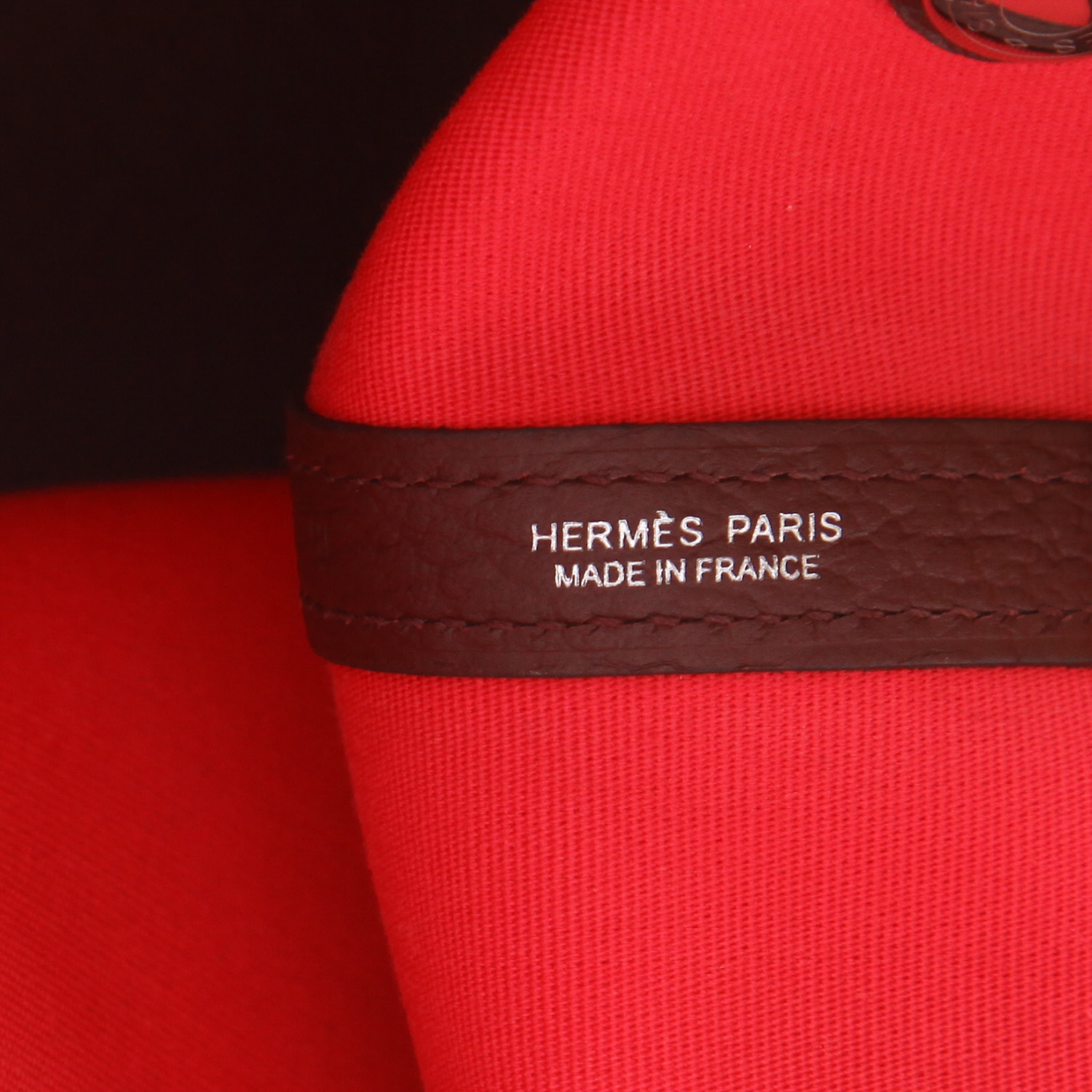Hermès  Garden Party 36 cm shopping bag  in pink canvas  and burgundy leather - Detail D2