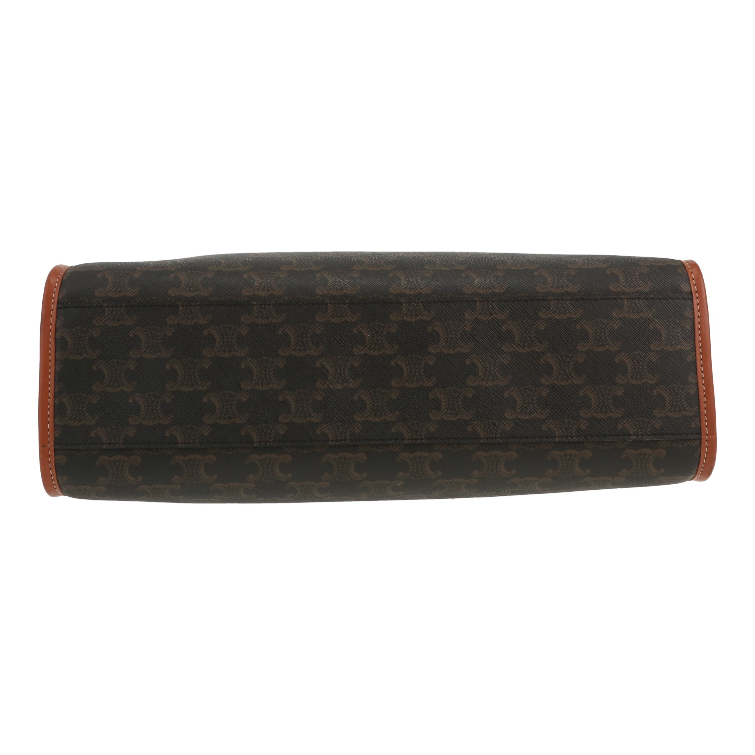 Sac cabas Celine  Horizontal en toile Triomphe marron et cuir marron - Detail D1