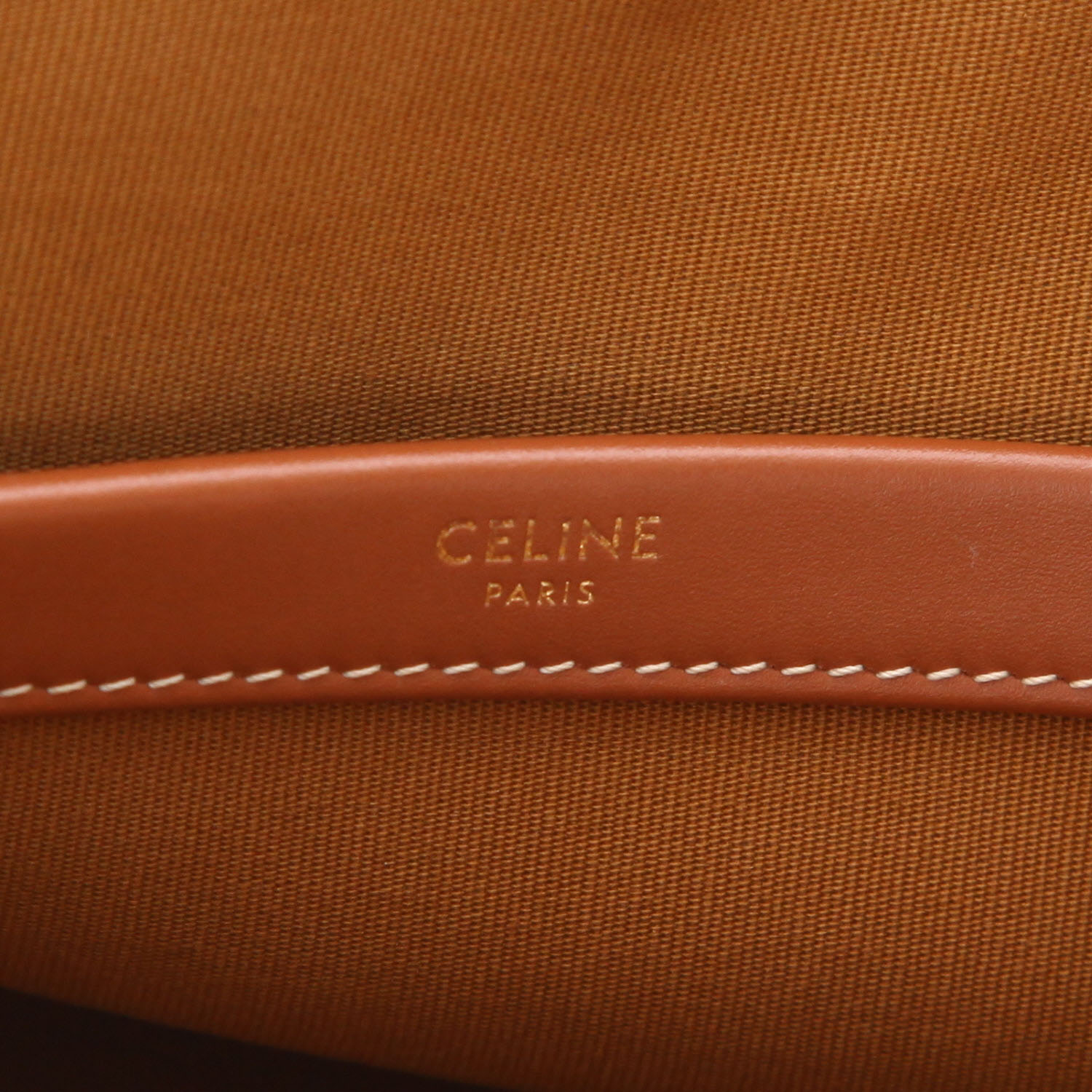 Borsa shopping Celine orizzontale in tela Triomphe marrone e pelle marrone - Detail D2