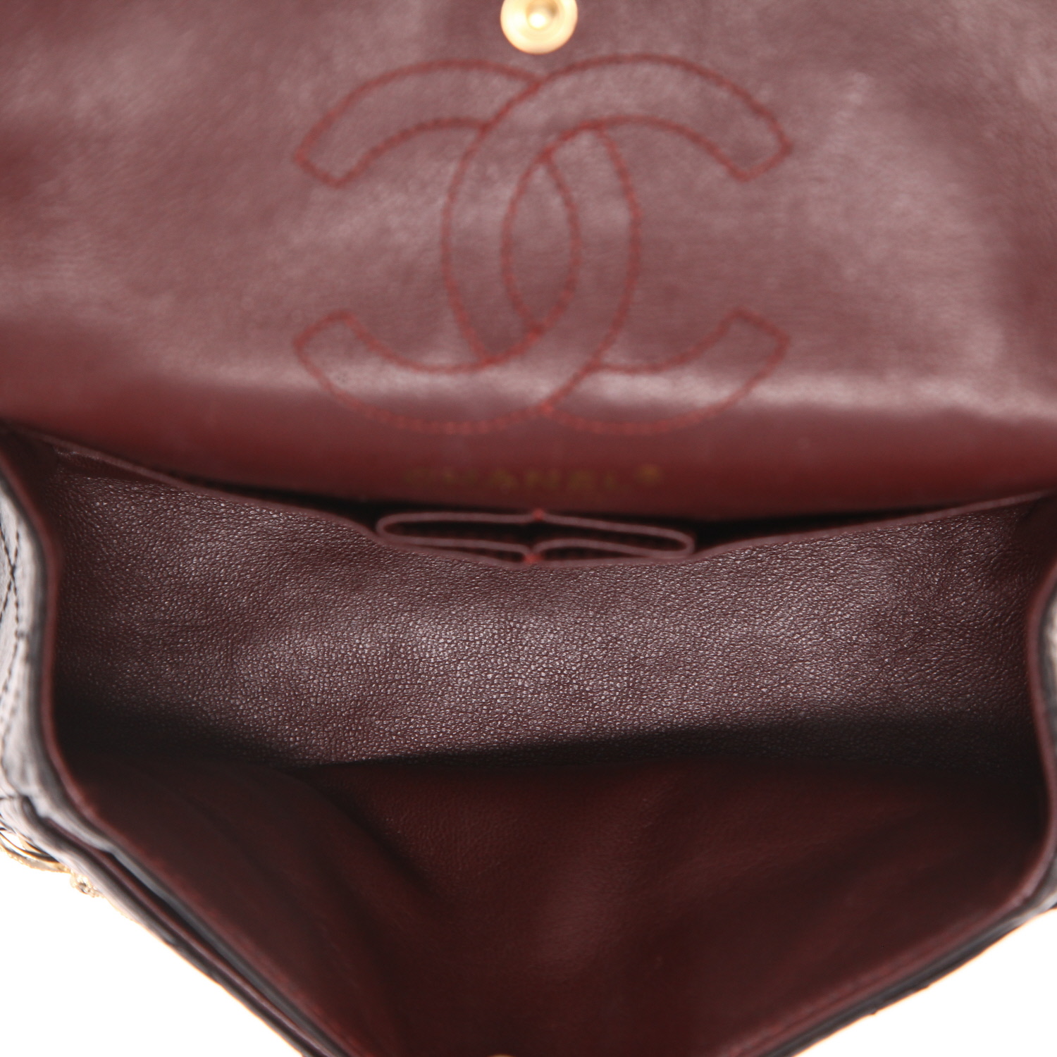 Chanel  2.55 small model  shoulder bag  in black quilted leather - Detail D3