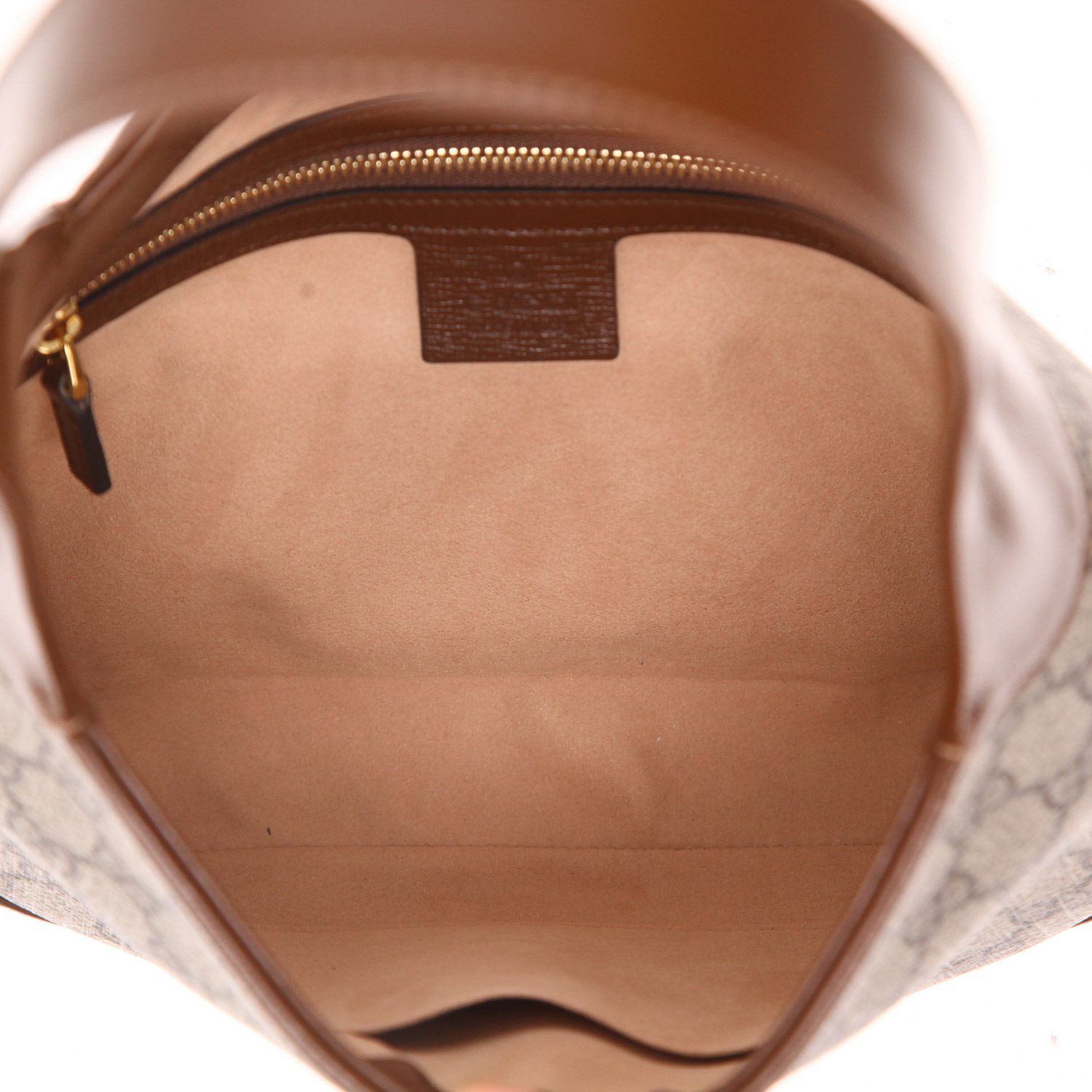 Gucci  Jackie 1961 handbag  in beige "sûpreme GG" canvas  and brown leather - Detail D3