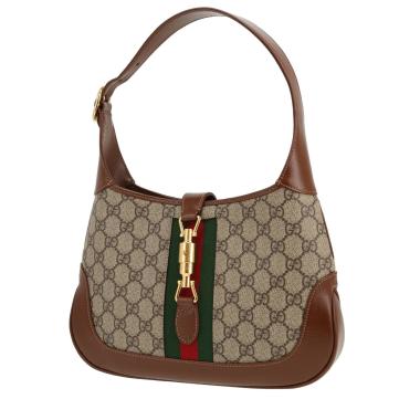 Sac à main Gucci  Jackie 1961 en toile sûpreme GG beige et cuir marron