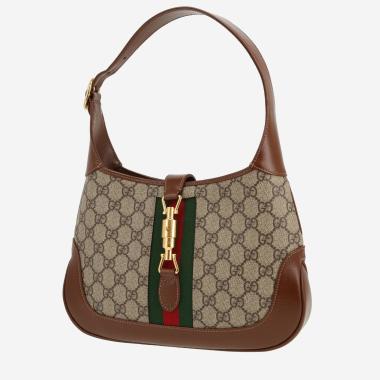 Sac à main Gucci  Jackie 1961 en toile sûpreme GG beige et cuir marron