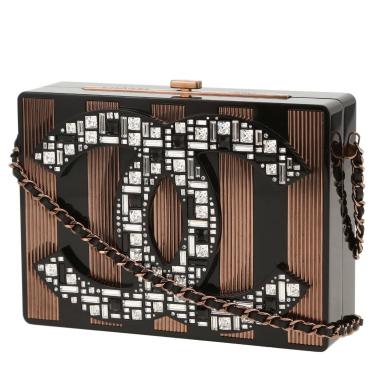 Borsettina da sera Chanel   in plexiglas nero e dorato