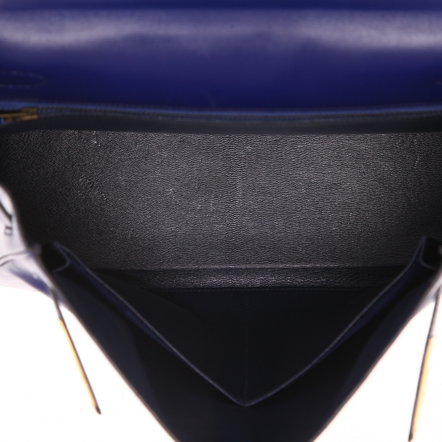 Borsa Hermès Kelly da 32 cm in pelle Box blu zaffiro - Detail D3